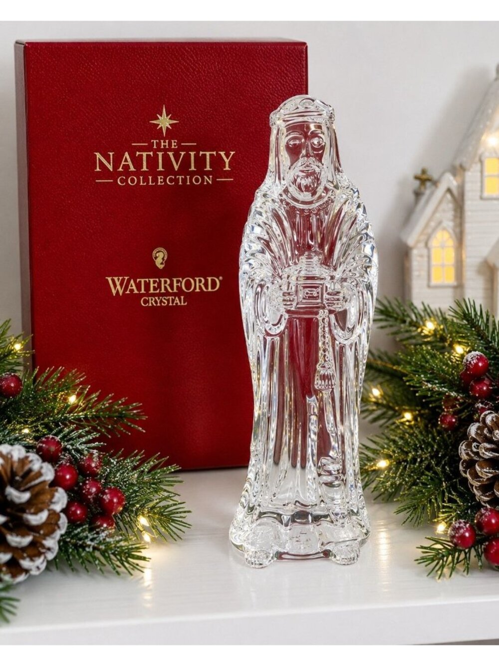 Waterford Crystal Nativity Balthazar Wise Man 6.75" Ireland Original Box